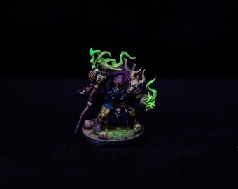 D&D Orc Warlock Wizard Gul'dan miniature, Dungeons and dragons, custom paint job, 3d printed miniature heroquest TTRPG necromancer