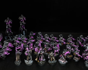 Large Necron warhammer 40k army painted Miniatures 40k army painted Custom painted Purple gun metal Ready to Ship Discounted special offer