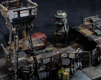 Table top terrain set painted Zone Mortalis: Gang Stronghold Scatter terrain perfect for kill team and Warhammer 40k