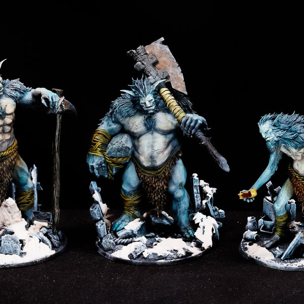 DnD giant Frost cave troll DnD ice troll miniature painted mini for Dungeons and Dragons hand painted models Heroquest pathfinder Tabletop