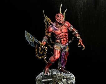 Hell demon DnD miniature painted mini for Pit chain lord demon miniatures Heroquest pathfinder Tabletop RPG Age of Sigmar Hellscape