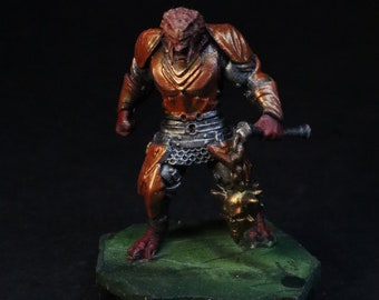 D&D Dragonborn paladín/guerrero miniatura, mazmorras y dragones, pintado a mano, trabajo de pintura personalizado, Wizkids Nolzur's Marvelous Tabletop RPG