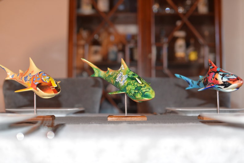 Hand-painted Supporting Shark Conservation Shark Sculptures