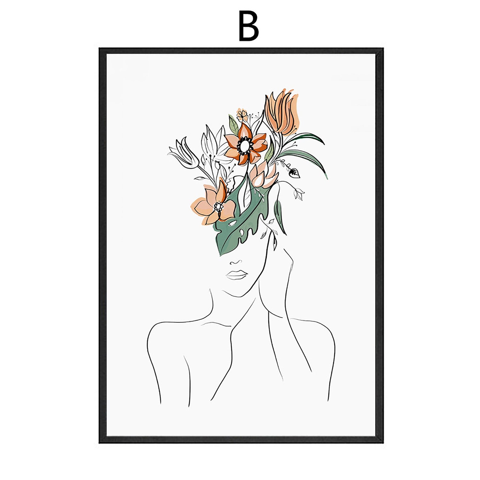 Head of Flowers Art PrintFlowers Woman PrintModern abstract Etsy