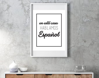 En Esta Casa Hablamos Español | Latin Family Typografi Väggkonst | Heminredning | Latinx ~ Latino ~ Latina | Omedelbar nedladdning
