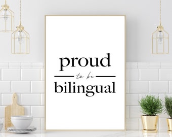 Stolt över att vara tvåspråkig | Latinamerikansk familjeheminredning | Latinx ~ Latino ~ Latina | Väggkonst | Direkt nedladdning och utskrift