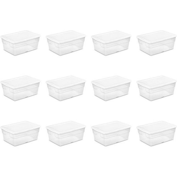 Sterilite 16 Qt Clear Plastic Stacking Storage Containers with