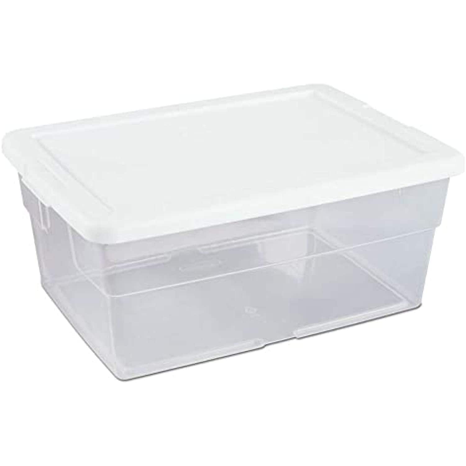Sterilite 16428012 Storage Box 16 Quart White Lid With Clear Etsy