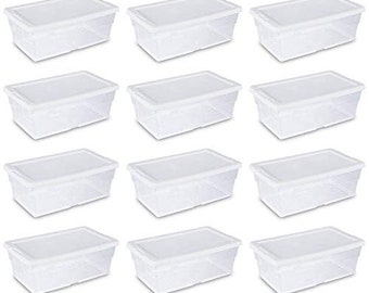 12 boxes set Sterilite 6 Quart Storage Tote Shoe Box Containers Clear Closet Tub