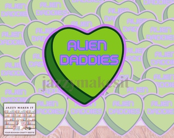 Alien Daddies Heart Sticker| Kindle Sticker, Bookish Sticker, Waterproof Sticker, Vinyl Sticker, Bookish Kindle Decal, laptop Decal, Aliens