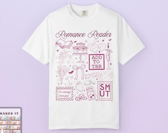 Comfort Colors Romance Reader T Shirt | Book T Shirts, Book lover gifts, Bookish Gifts, Bookworm,
