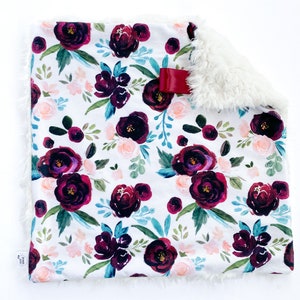 Floral Lovey Blanket: Girl Lovey, Lovey for Babies, Minky Lovey Blanket, Newborn Gift, Baby Shower Gift, Floral Minky Lovey, Baby Girl Lovey