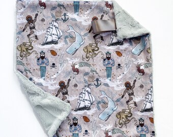 Aventuras en el mar Lovey, Whale Lovey, Ocean Blanket, Modern Kids, Minky Blanket, Gender Neutral, Lovey for Babies