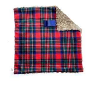 Tartan Plaid Lovey, Red Plaid Baby Lovey Blanket, New Baby Gift, Baby Shower Gift, Fawn Blanket, Baby Lovey