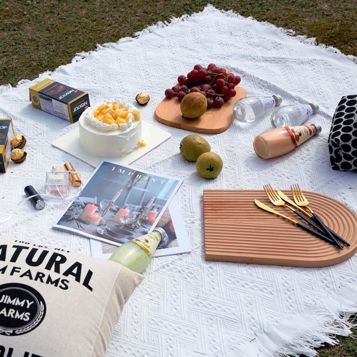 White Boho Picnic Blanket Large Picnic Mat Waterproof Picnic Etsy