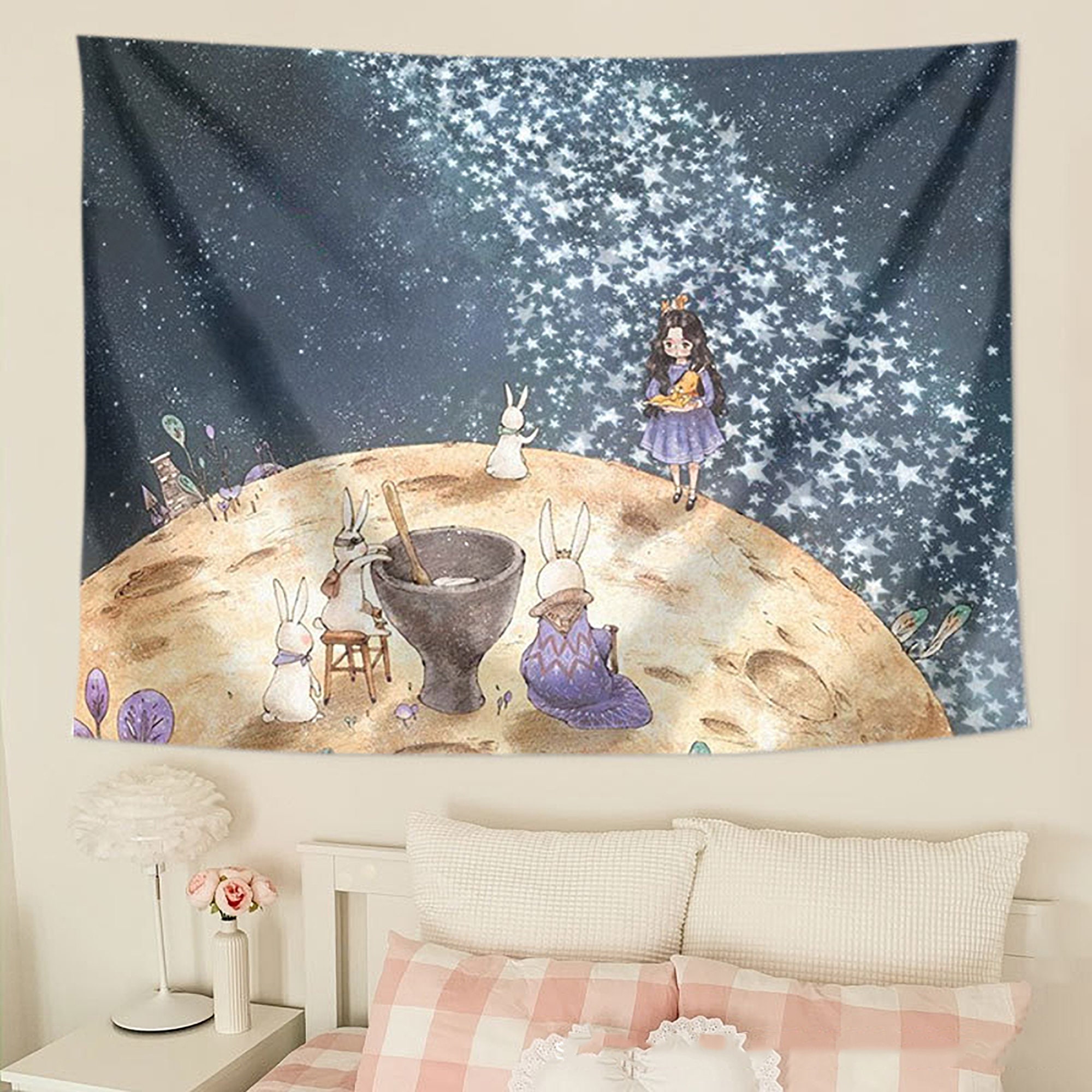 Star Tapestry Cartoon Girl Tapestry Tapestry Wall Hanging Etsy