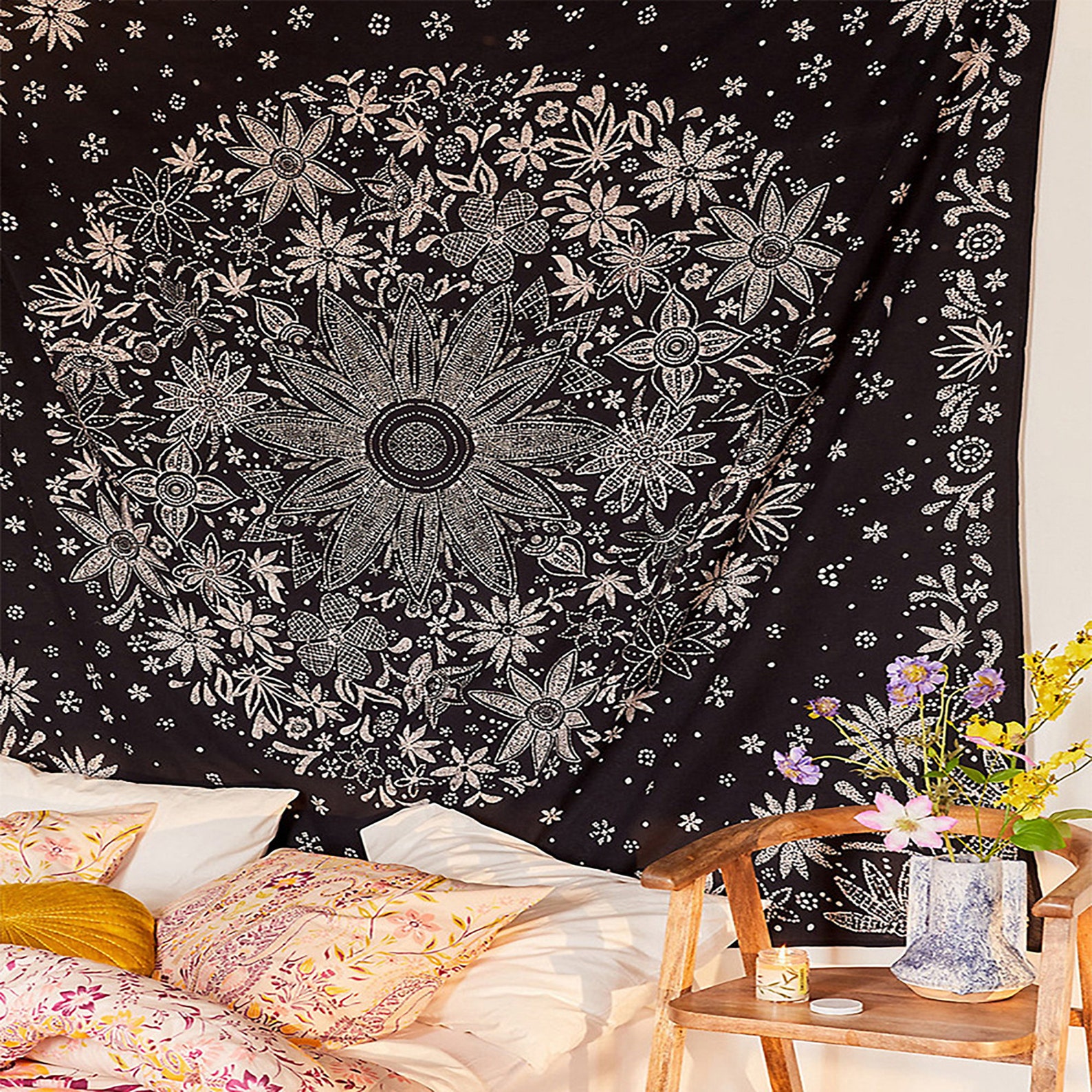 Floral Tapestry Tapestry Wall Hanging Tapestry Aesthetic Etsy