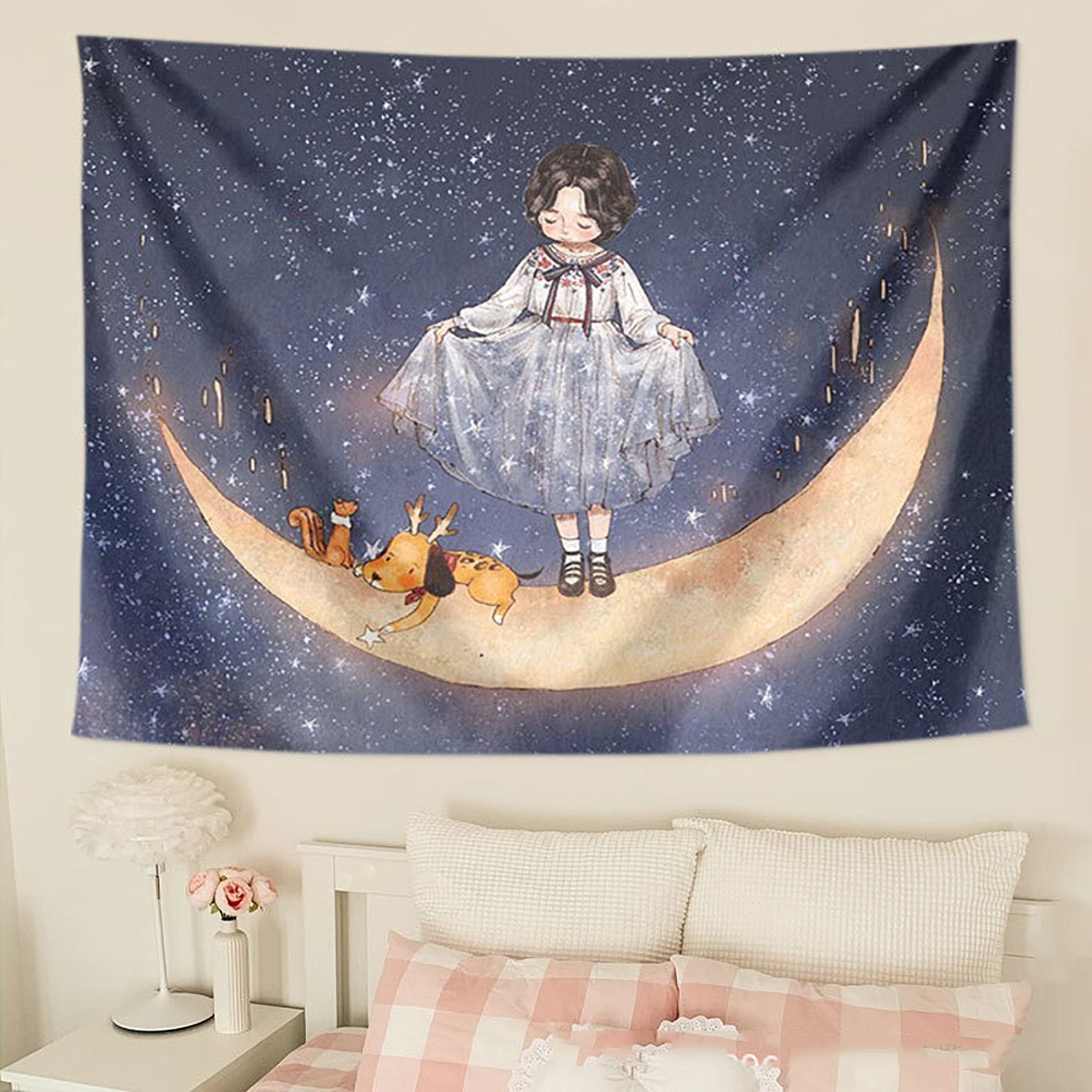 Star Tapestry Cartoon Girl Tapestry Tapestry Wall Hanging Etsy