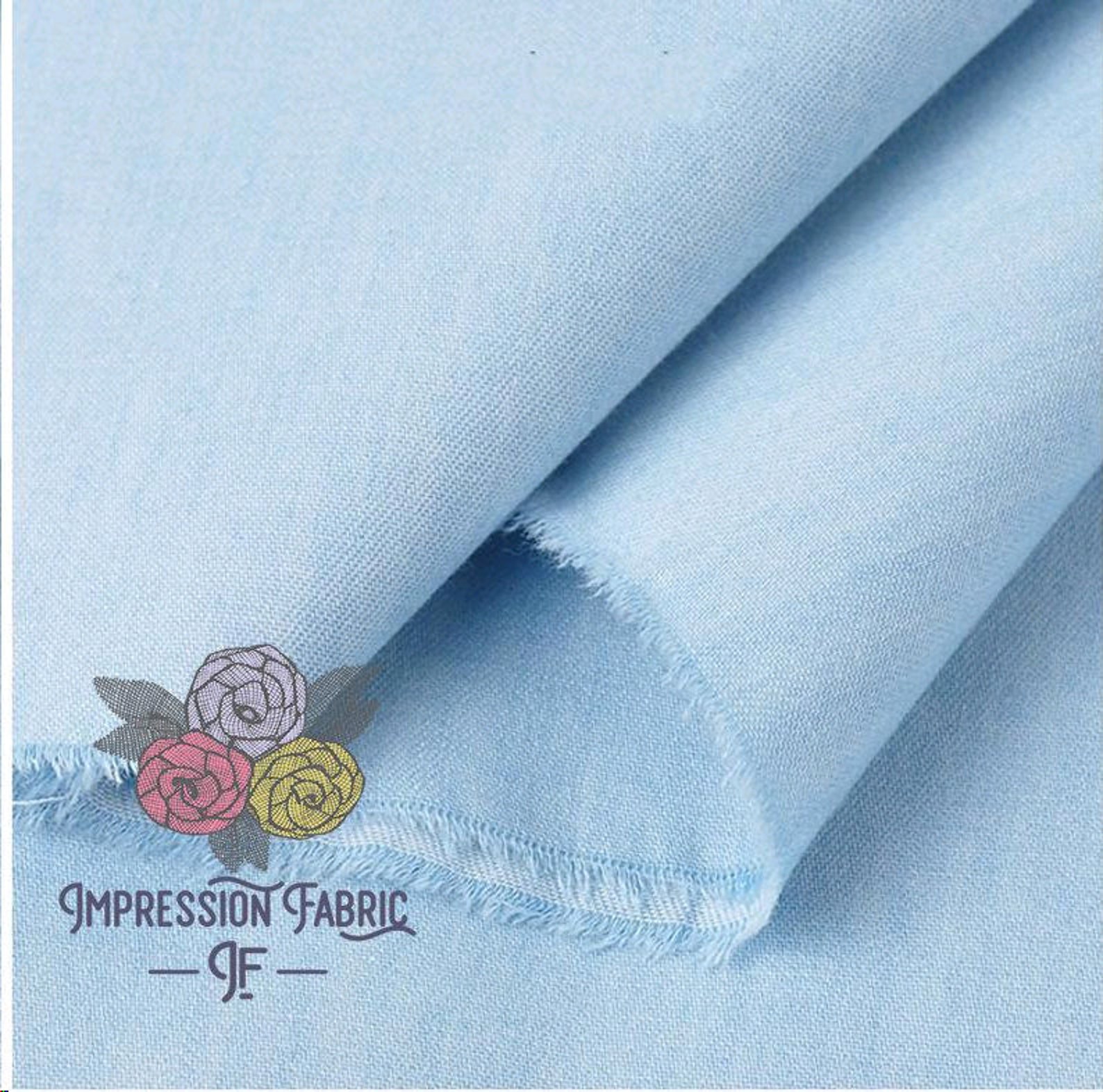 Lightweight Blue Denim Fabric Washed denim cotton denim Etsy