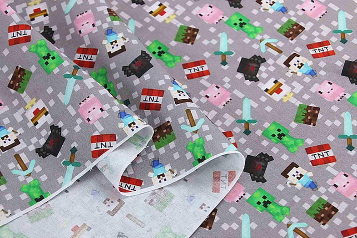 Cute Minecraft Fabric Game Fabric Cotton Cartoon Fabric Etsy