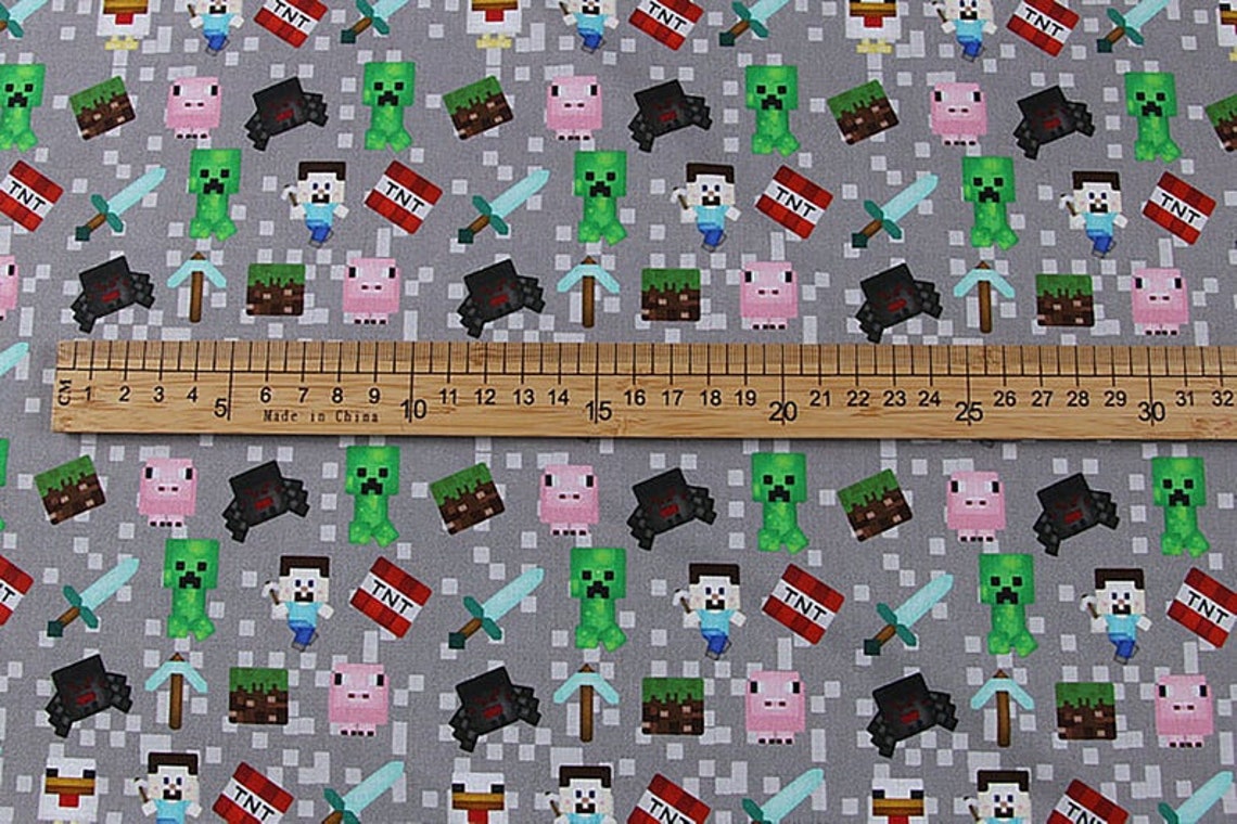 Cute Minecraft Fabric Game Fabric Cotton Cartoon Fabric Etsy
