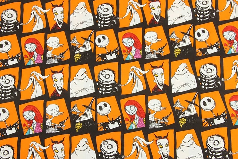 The Nightmare Before Christmas Fabric Skull Fabric Cotton Etsy