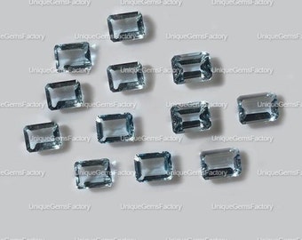 Wholesale Lot of 10x8mm Emerald Cut Natural Aquamarine Loose Calibrated Gemstone Wholesale Lot of 10x8mm Emerald Cut Natural Aquamarine Loose Calibrated Gemstone