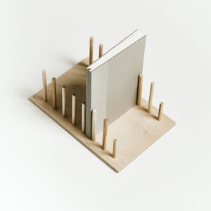 Cahier en bois, oeuvre d'art, porte-cartes postales VAN-03-NT, présentoir fait main, organiseur de bureau