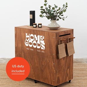 Checkout counter VC-08-W-CF Coffee, portable, collapsible display counter with storage, vintage vibe