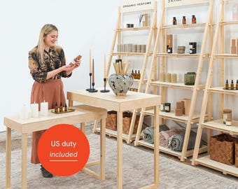 Modular Wooden Display Booth – Market Vendor Tables & Shelves | SET California