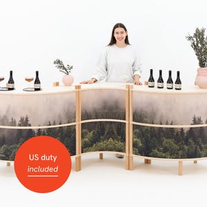 Hölzernes Kassen-Paket - wellenförmiges Verkaufsdisplay für Messen, Märkte & Pop-Up-Shop - Nagasaki-Paket