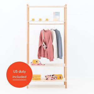 Collapsible Wooden Short Hang Garment Rack – Portable Clothing Rack for Trade Shows, Pop Up Shops and Retail Booths