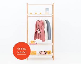 Collapsible Wooden Short Hang Garment Rack – Portable Clothing Rack for Trade Shows, Pop Up Shops and Retail Booths