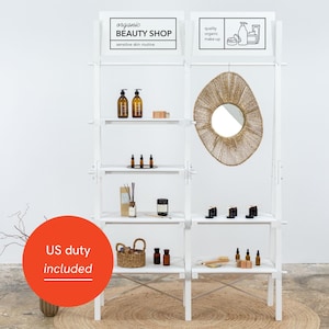 Display shelving unit VRS-01-NT with clothing rail | collapsible display stand