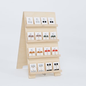 Wooden earring card holder shop and craft fair display image 1