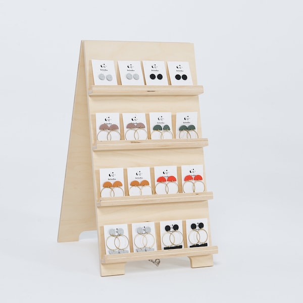 Porte-cartes en bois pour boucles d'oreilles | Boutique et exposition de foire artisanale