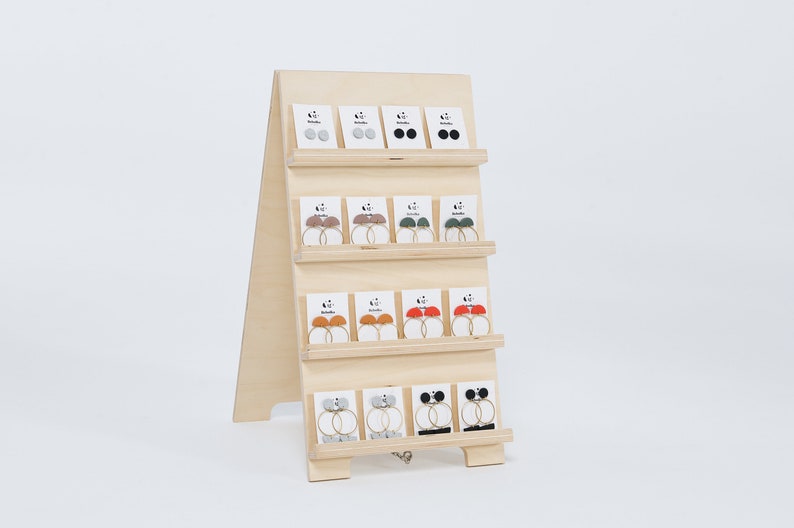 Wooden earring card holder shop and craft fair display image 1