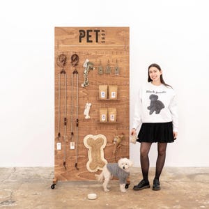Display Pegboard VP-05-W-CF in coffee color for wall for cards, books, art & accessories, on wheels, collapsible for trade show use