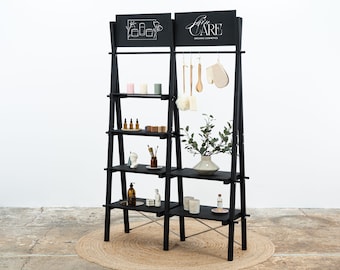 Display shelving unit VRS-01-BL with clothing rail | collapsible display stand