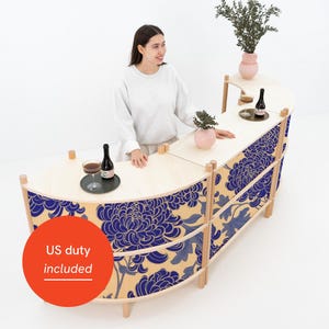 Event-Theke in C-Form - Kassenständer aus Holz für Messen, Handwerksmessen und Pop-ups - Hokkaido Bundle
