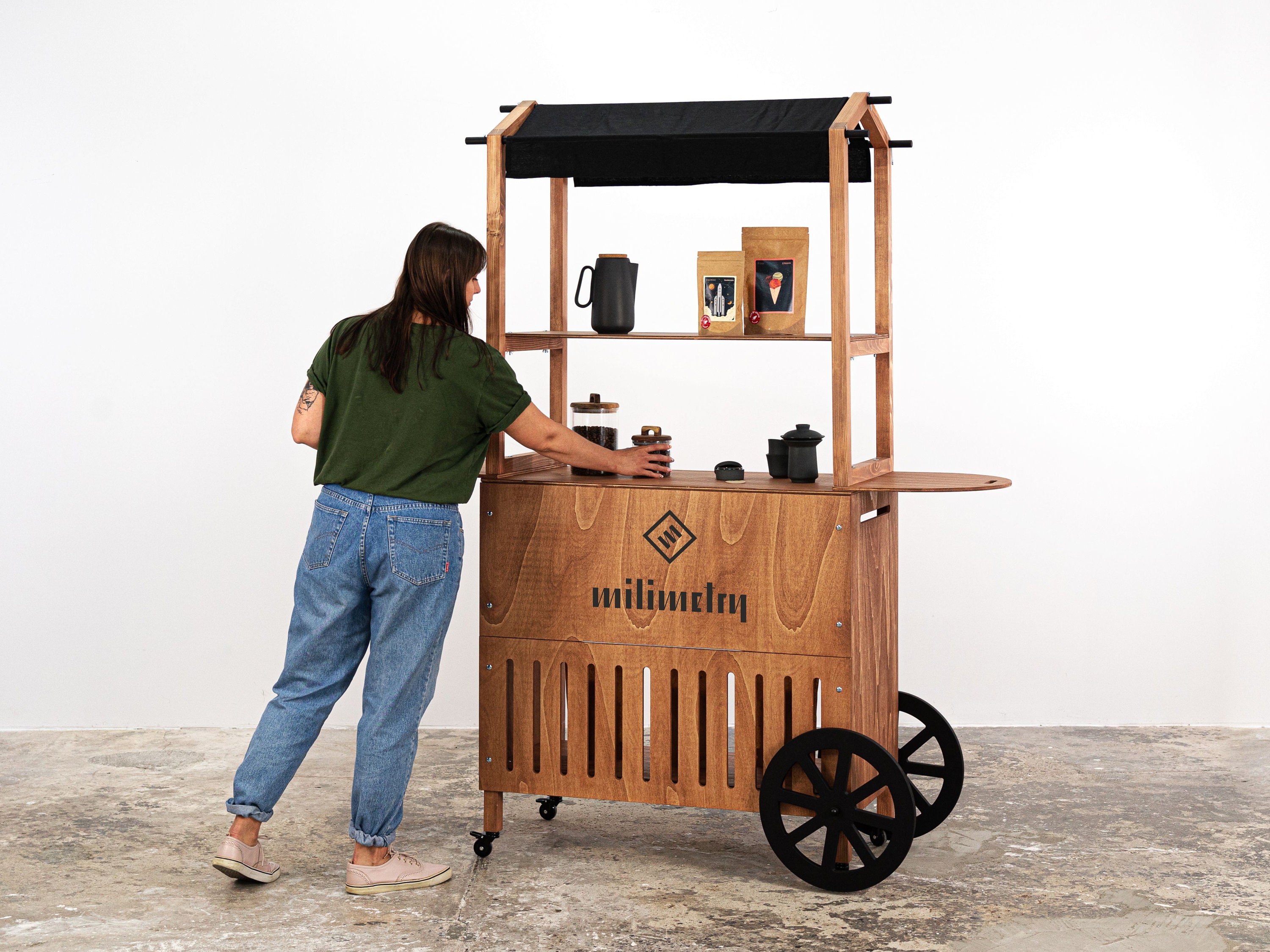 Display Cart VC-11-W-CF Coffee Collapsible Portable Vendor Display With  Storage 