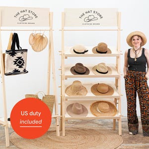Set Boston: Modular Display Set with Garment Rack and Slanted Shelving Unit – Trade Show & Pop Up Furniture