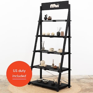 Black Retail Display Shelf | Portable Freestanding Rack for Trade Shows & Pop-Up Shops | VS-05-BL