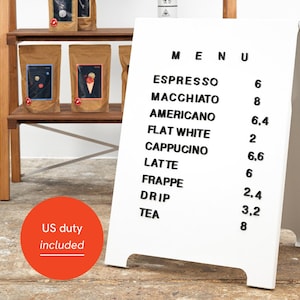 Metal magnetic A-board, a-frame sign for outdoor use, for restaurants, bars, shops and events, sidewalk sign | white color