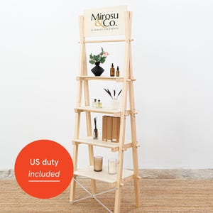 Collapsible retail shelving unit VS-04-NT, custom logo retail stand, vendor stand