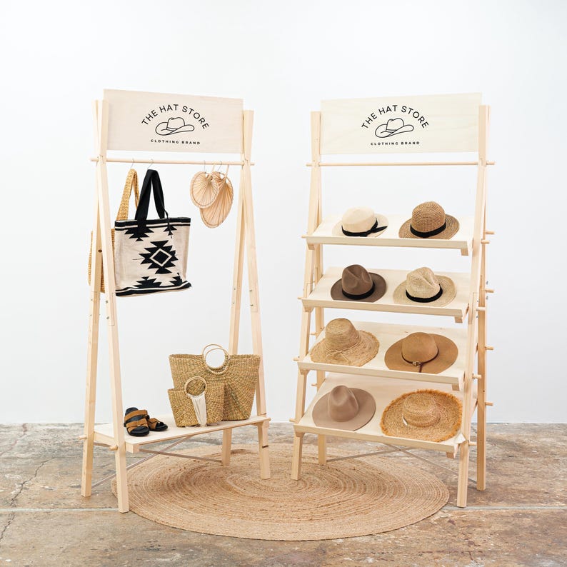Set Boston: Modular Display Set With Garment Rack and Slanted Shelving ...