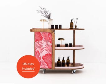 Mobile serving cart VC-27-W-ML | custom color | collapsible display & catering cart