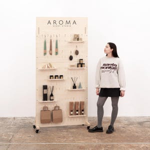 présentoir mural en panneau perforé | Panneau portable modulaire pour salons, événements et commerce de détail | VP-05-W-NT