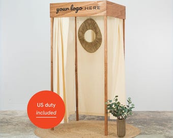 Portable Wooden Fitting Room – Collapsible Dressing Booth, Trade Show Display