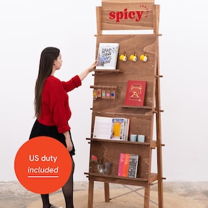 Portable pegboard unit with storage shelves VP-01-CF for jewelry, beauty products, homeware | pop up store